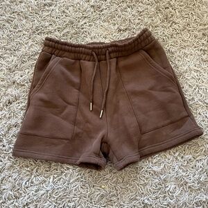 Womens Brown Terrycloth HWLF Drawstring Shorts SIZE M